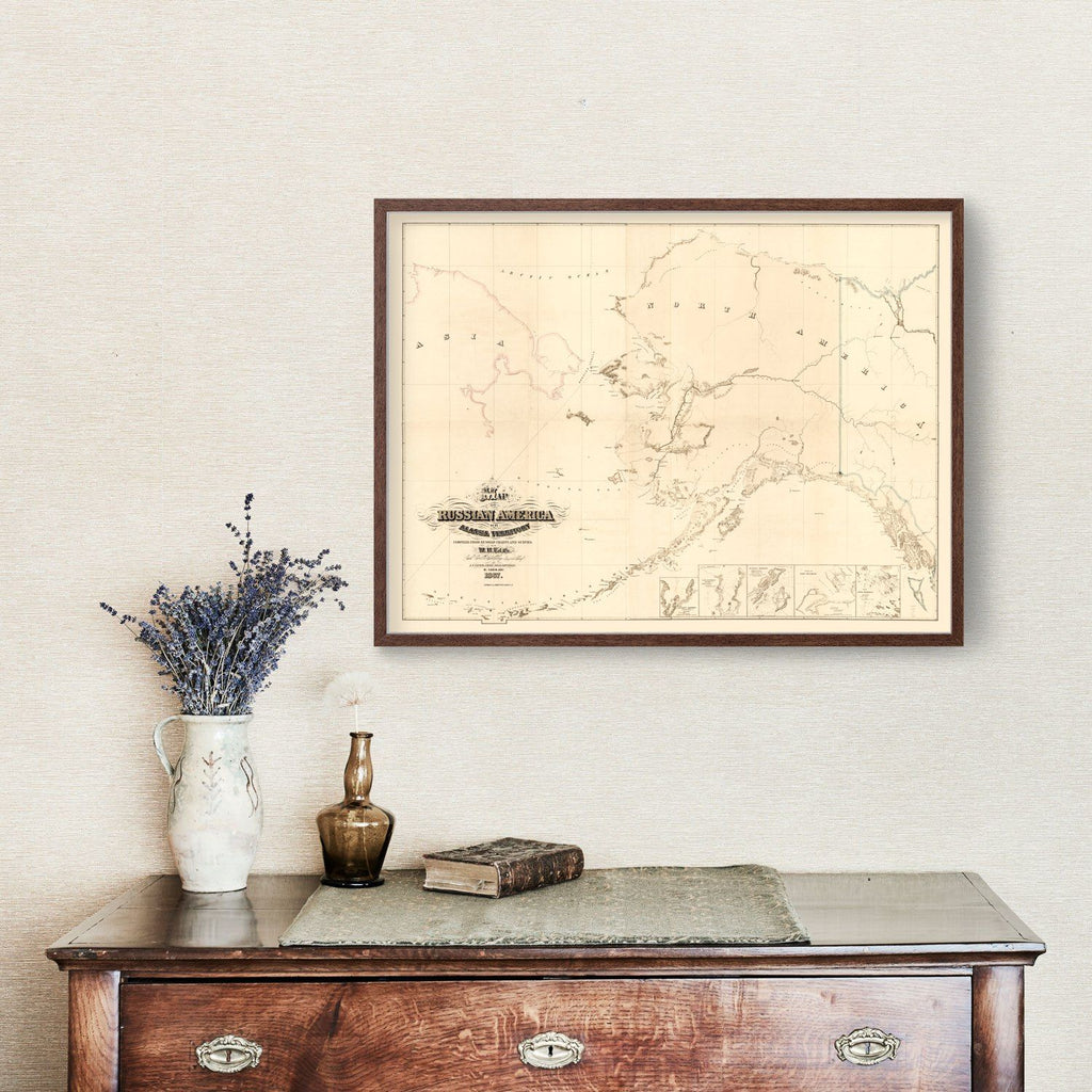 Vintage Map of Alaska 1867
