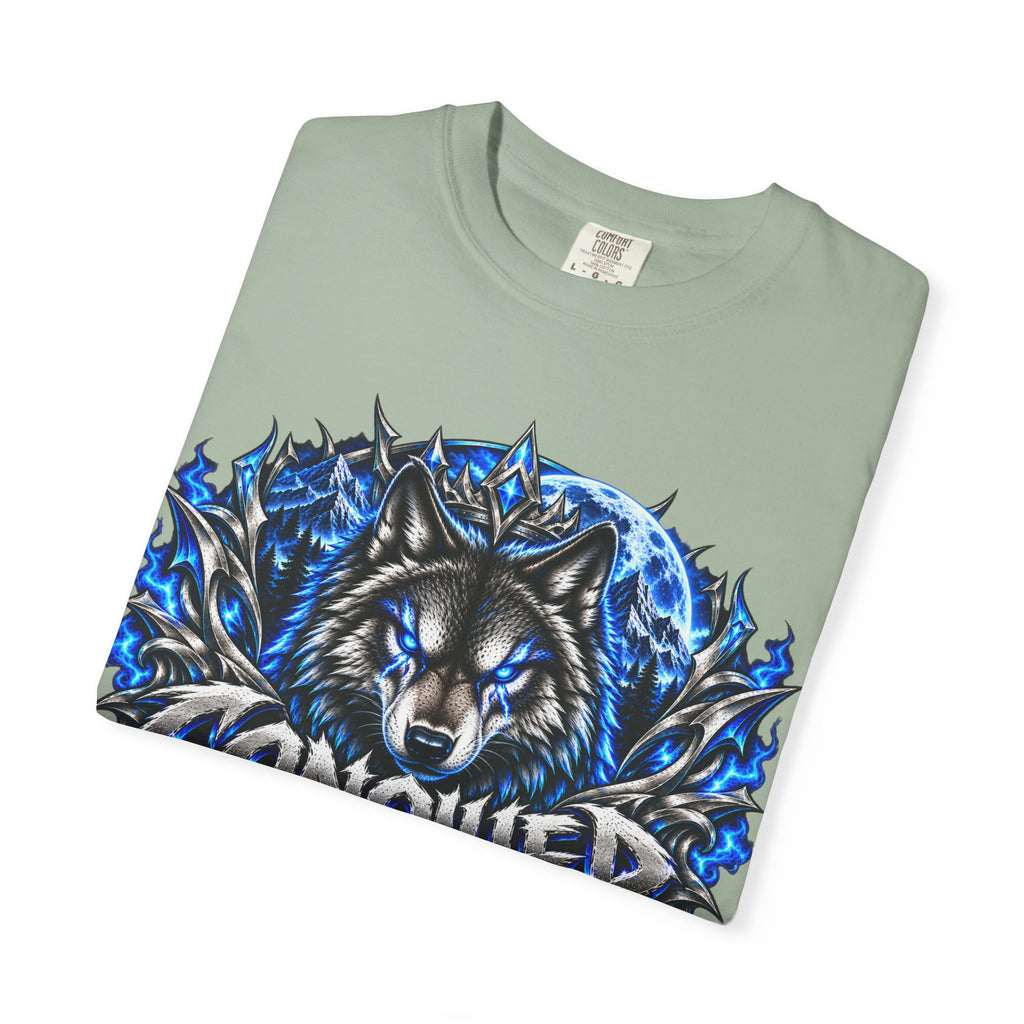 Conqueror Wolf Graphic T-Shirt — Fierce Blue Wolf Design