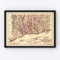 Vintage Map of Connecticut 1796