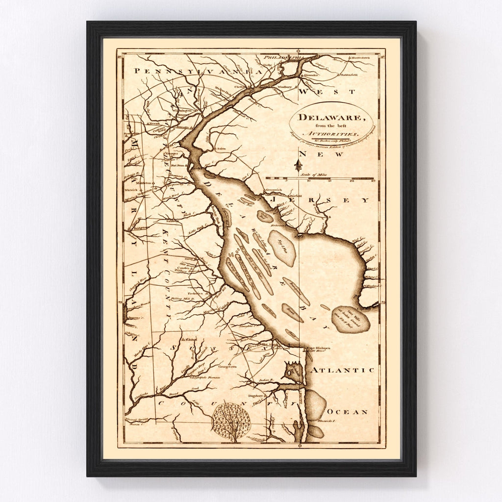 Vintage Map of Delaware 1795