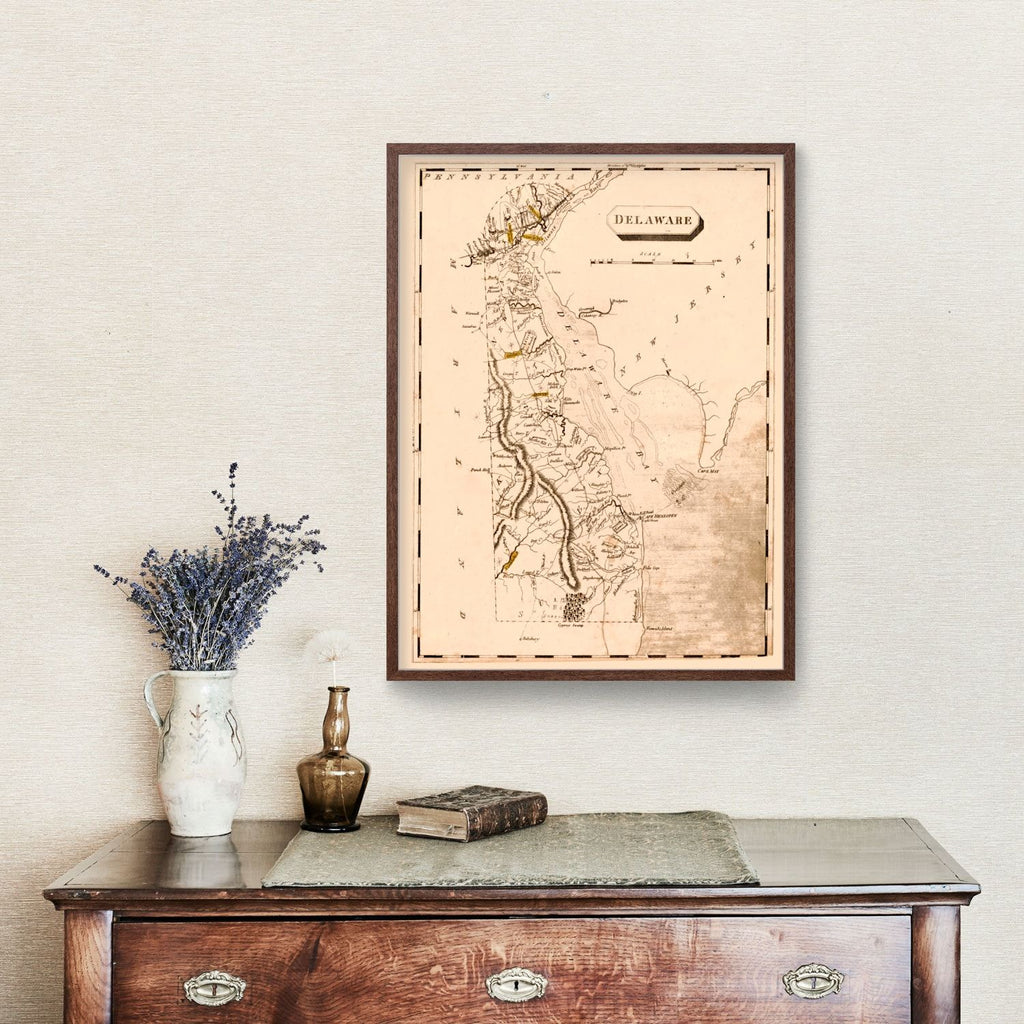 Vintage Map of Delaware 1812