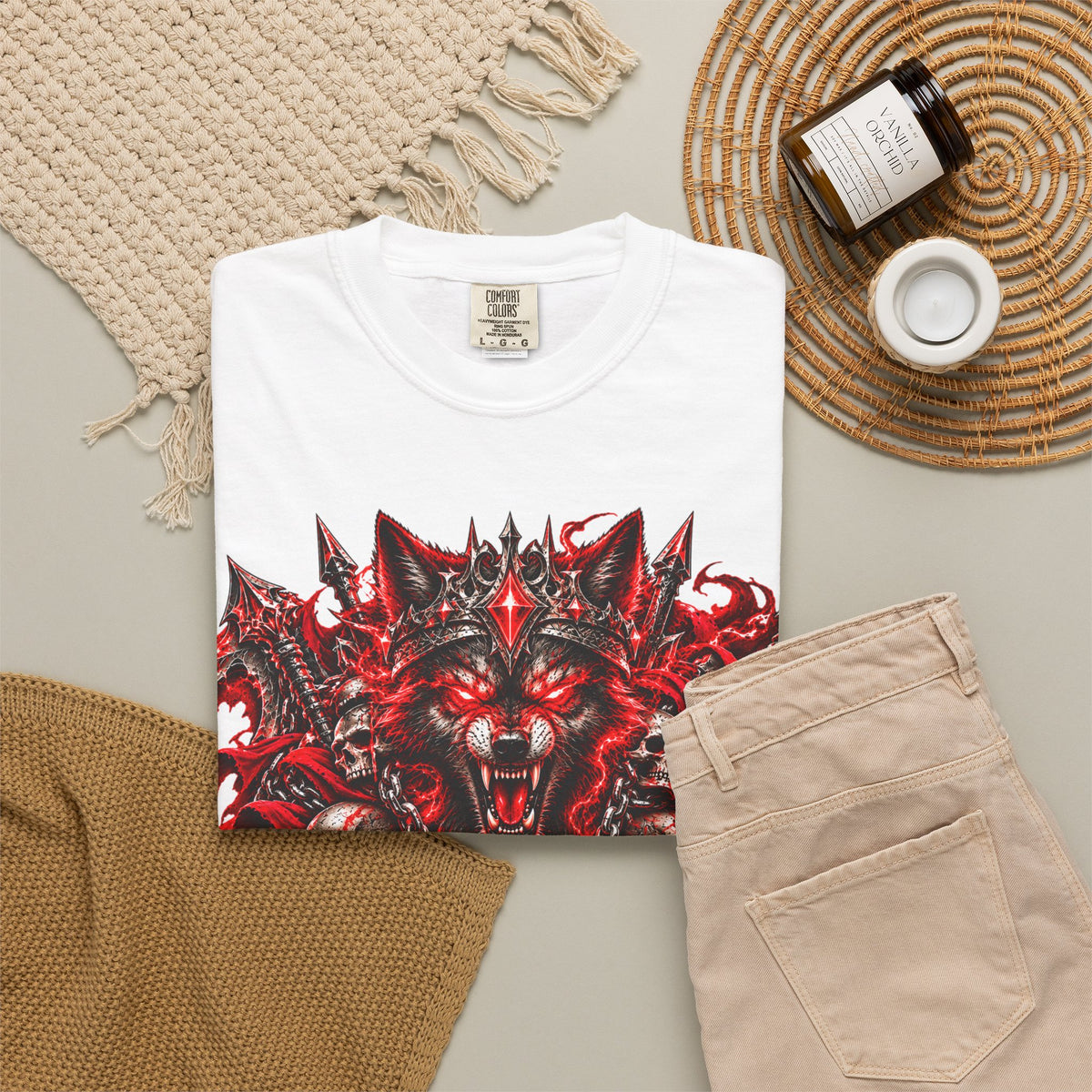 Wolf Skull T-Shirt — Red Gothic Horror Graphic Tee