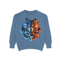 Wolf Fire & Ice Graphic Sweatshirt — Dual Tone Wolf Crewneck