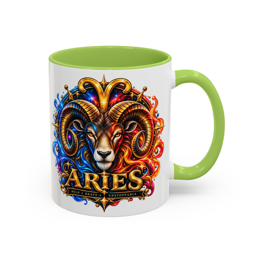 Aries Zodiac Coffee Mug — Colorful Ram Astrology Accent Mug (11/15oz)