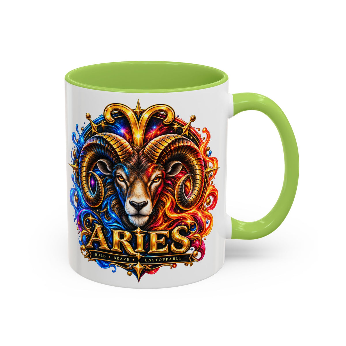 Aries Zodiac Coffee Mug — Colorful Ram Astrology Accent Mug (11/15oz)
