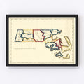 Vintage Map of Massachusetts 1820