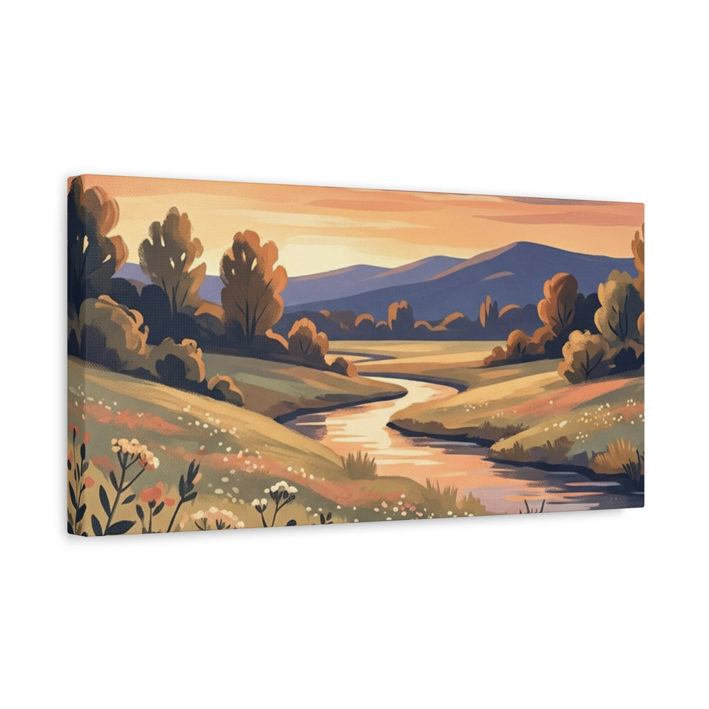 Sunset Meadow Canvas Wall Art