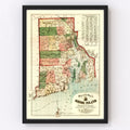 Vintage Map of Rhode Island 1880