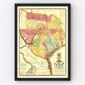 Vintage Map of Texas 1837