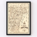 Vintage Map of Vermont 1890