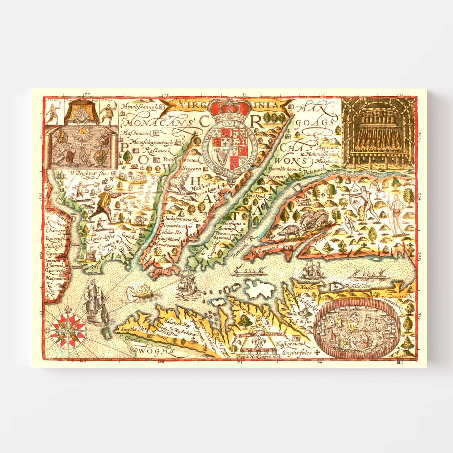 Vintage Map of Virginia 1637