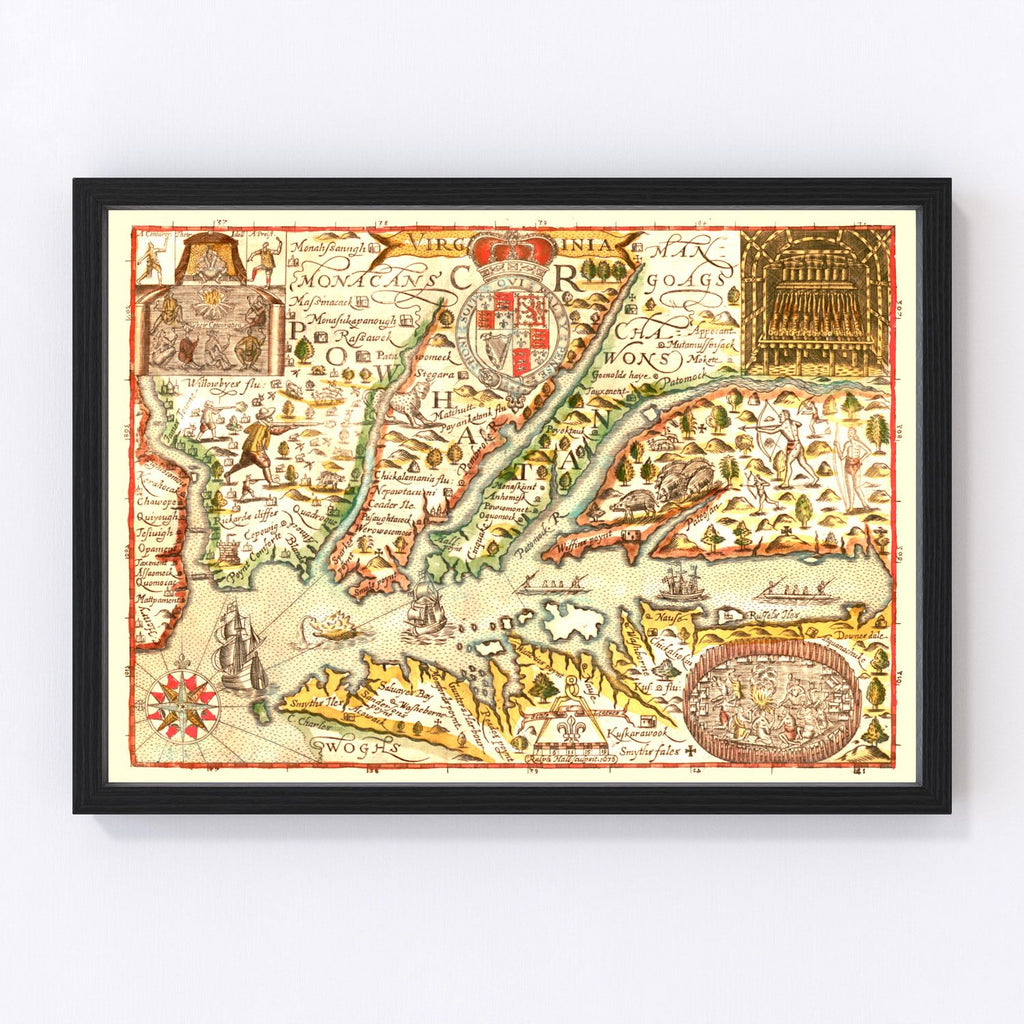 Vintage Map of Virginia 1637