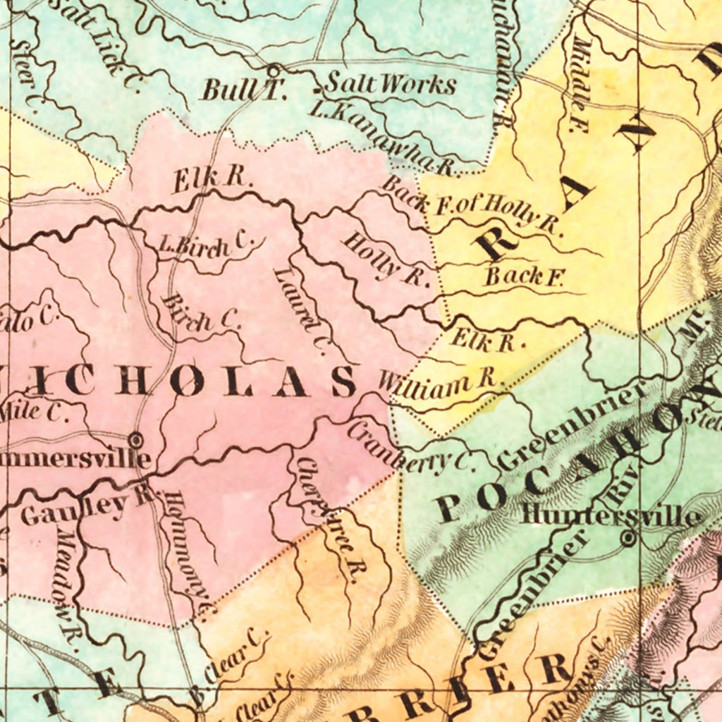 Vintage Map of Virginia 1834