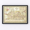 Vintage Map of Virginia 1853