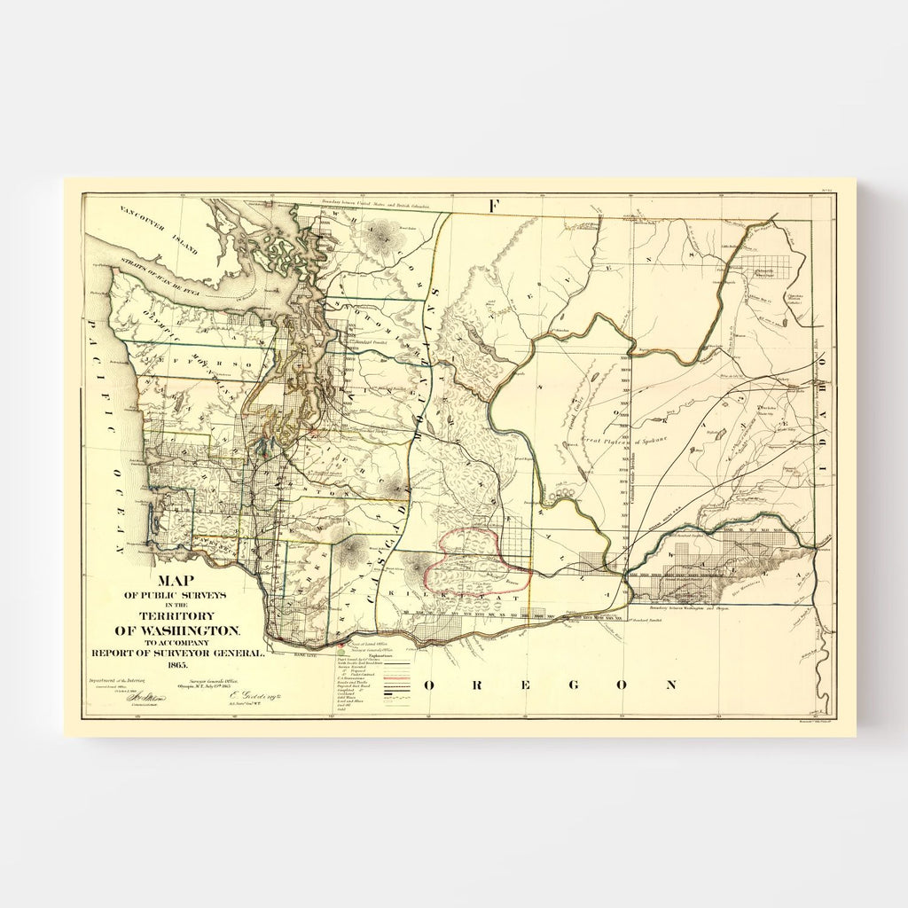 Vintage Map of Washington 1866