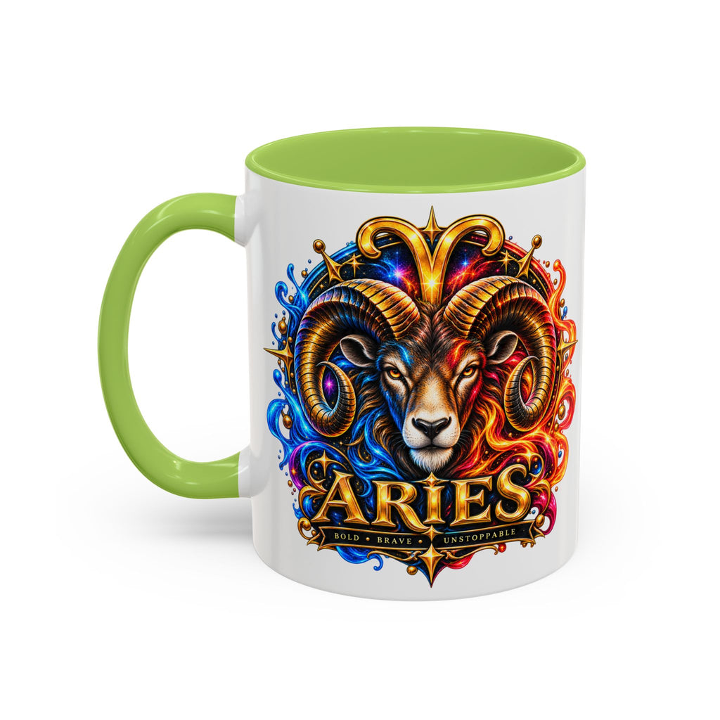 Aries Zodiac Coffee Mug — Colorful Ram Astrology Accent Mug (11/15oz)