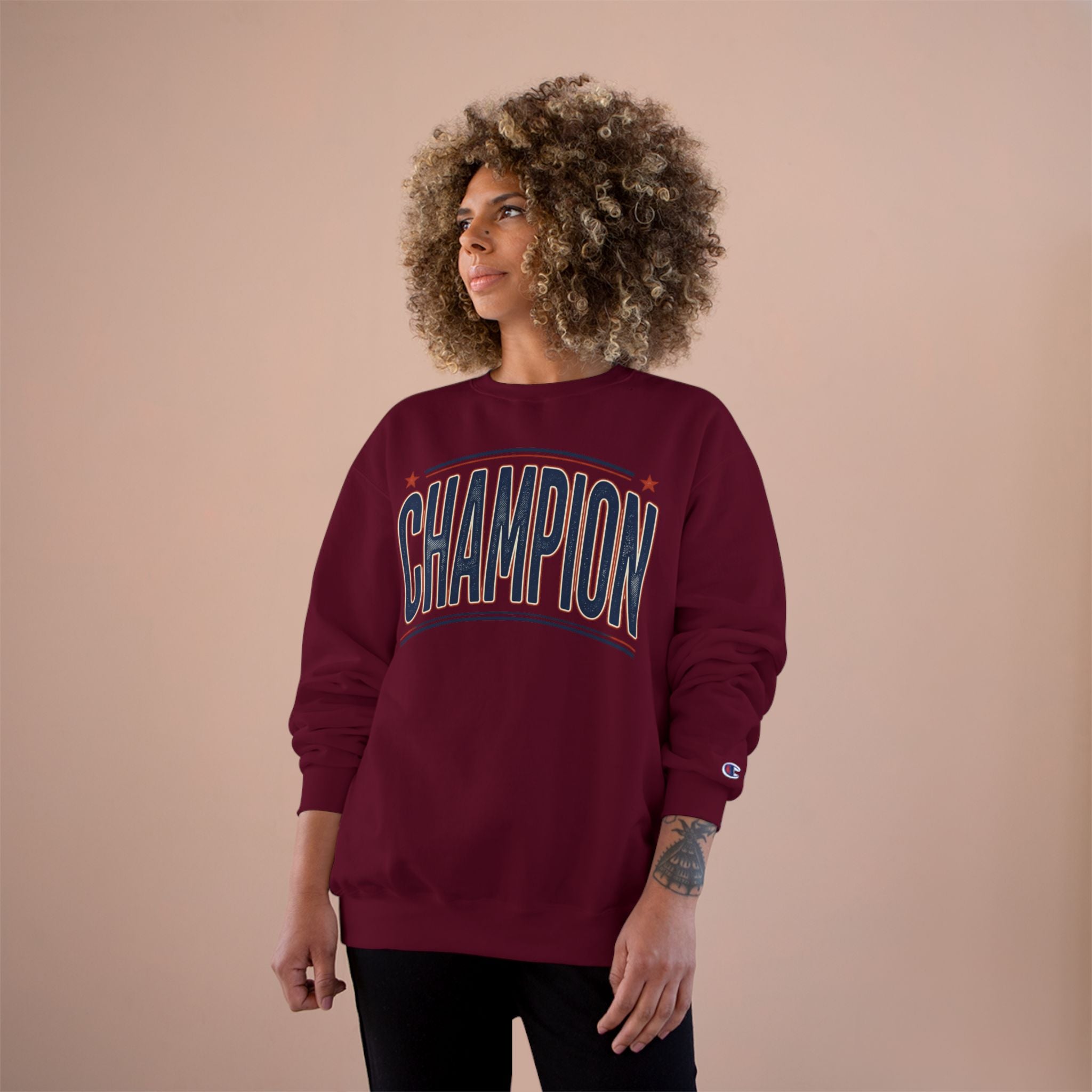 Champion Graphic Sweatshirt — Retro Arch Lettering Pullover