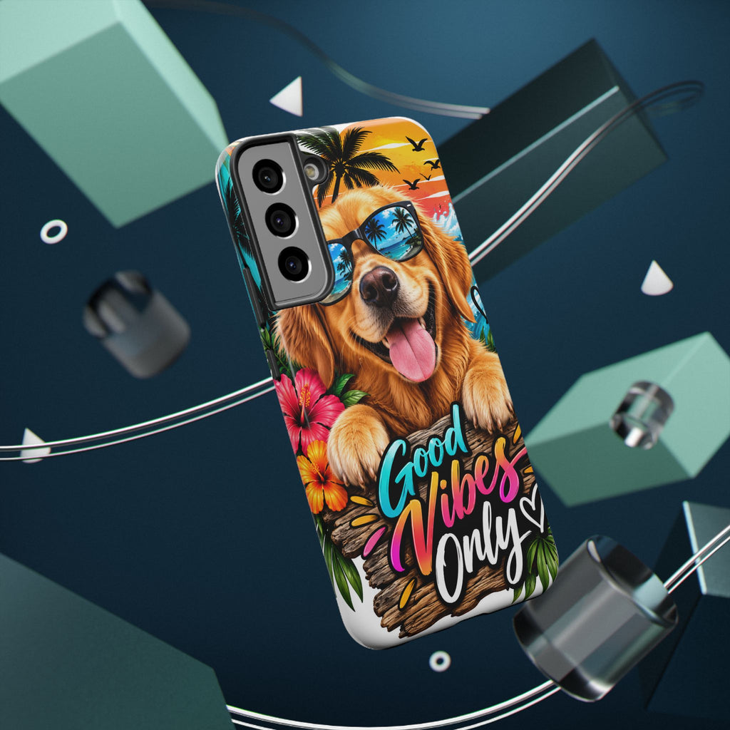 Phone Case — 'Good Vibes Only' Tropical Dog Impact-Resistant Case