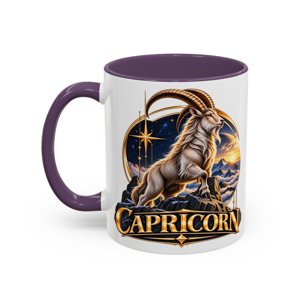 Capricorn Zodiac Coffee Mug — Astrological Goat Accent Mug (11/15oz)
