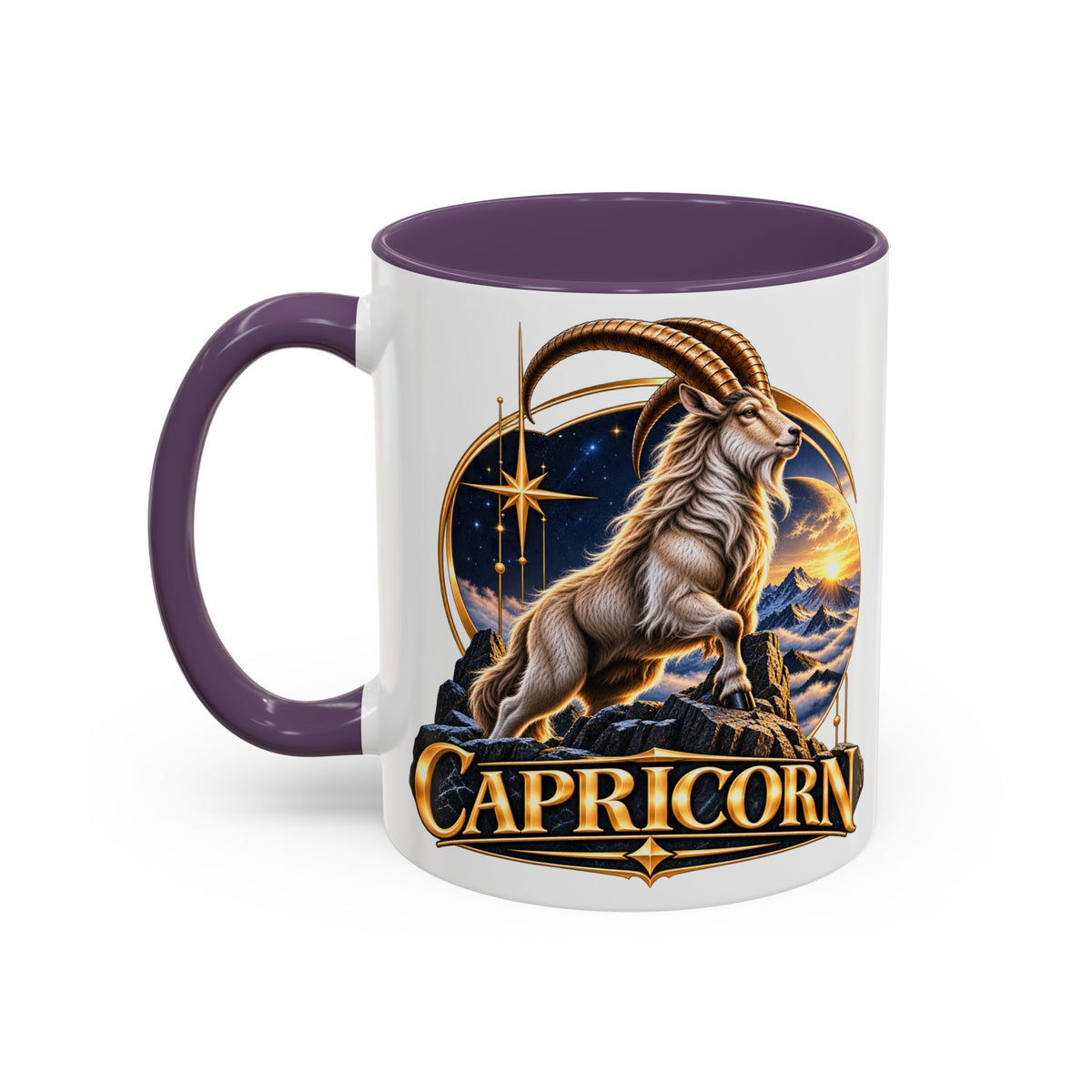 Capricorn Zodiac Coffee Mug — Astrological Goat Accent Mug (11/15oz)