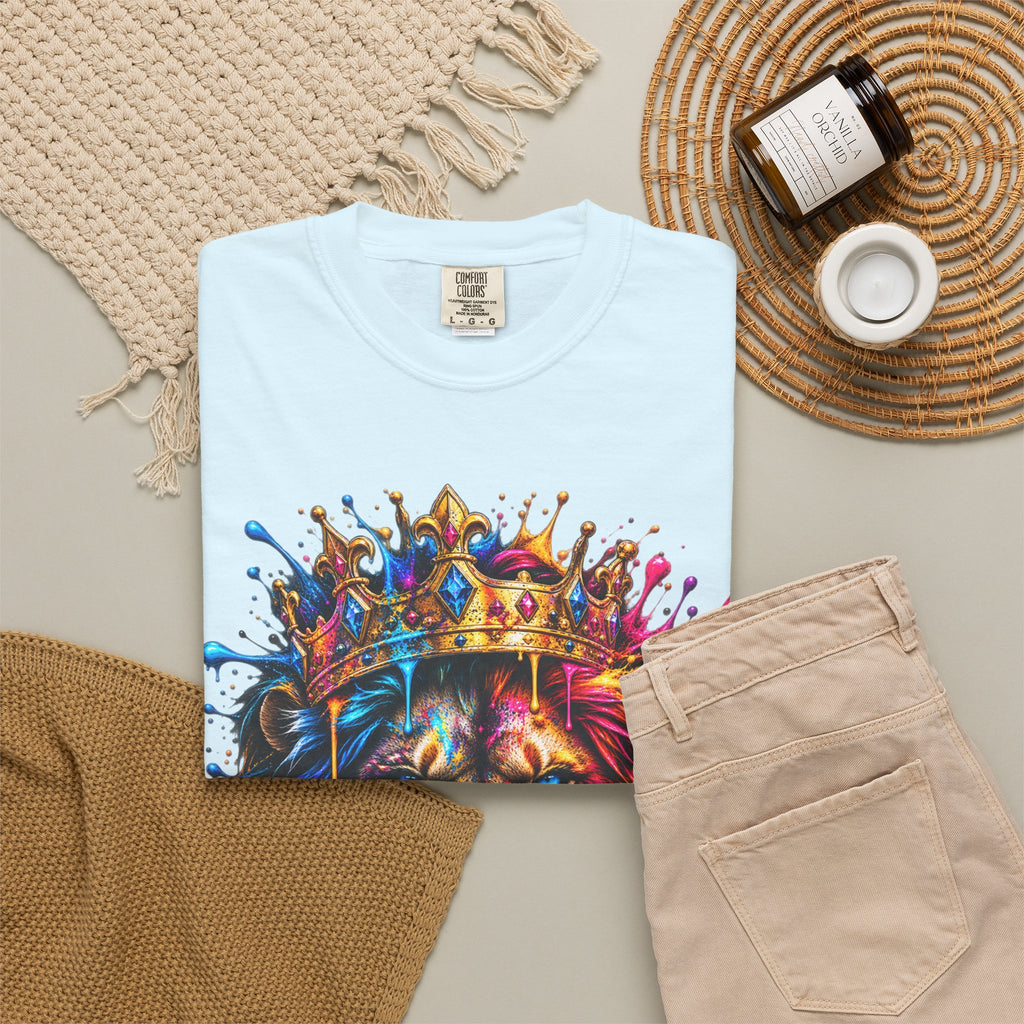 Color Splash Lion Tee — Regal Crown Graphic T-Shirt