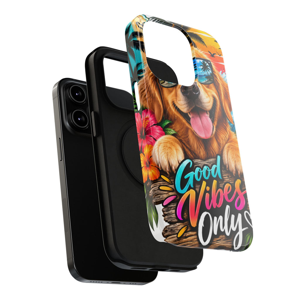 Phone Case — 'Good Vibes Only' Tropical Dog Impact-Resistant Case