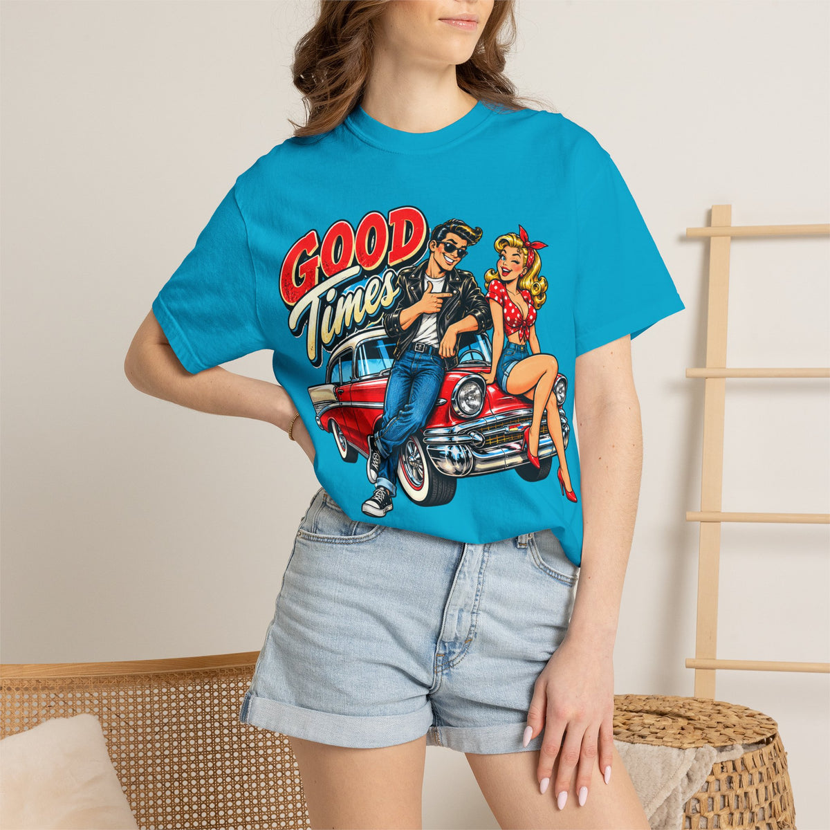 Good Times Retro Car Tee — Vintage 1950s Rockabilly Graphic T‑Shirt