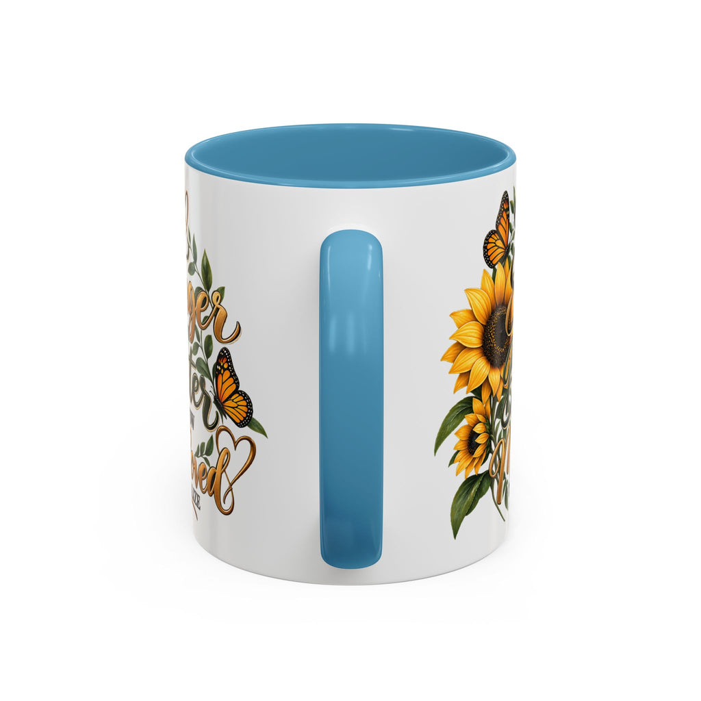 Inspirational Sunflower Coffee Mug — "You Are Stronger, Brighter, More Loved" Accent Mug