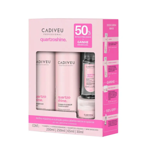 Cadiveu Quartzo Shine Hair Kit Shampoo, Conditioner, and Serum for Radiant, Healthy Hair
