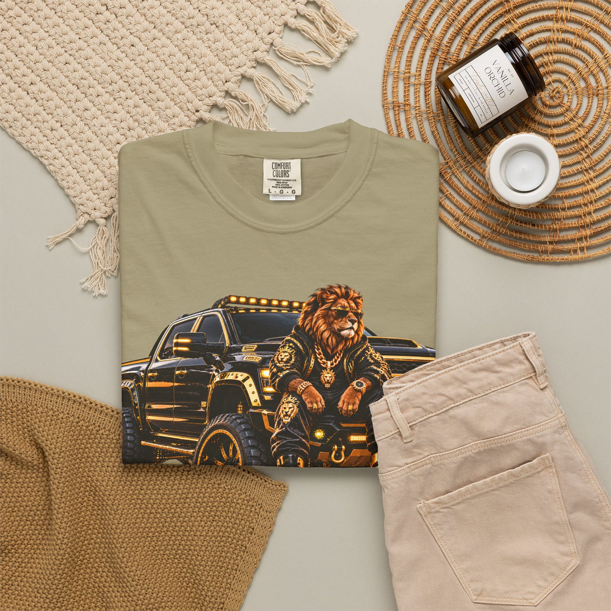 Lion Truck Graphic T-Shirt — Bold Off‑Road Crew Tee