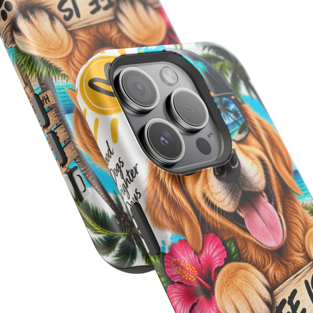 Impact-Resistant Phone Case — "Life Is Better With a Dog" Tropical Dog Design