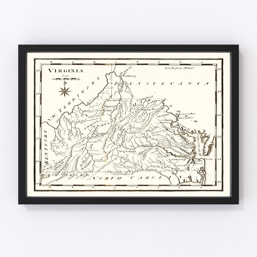 Vintage Map of Virginia 1795
