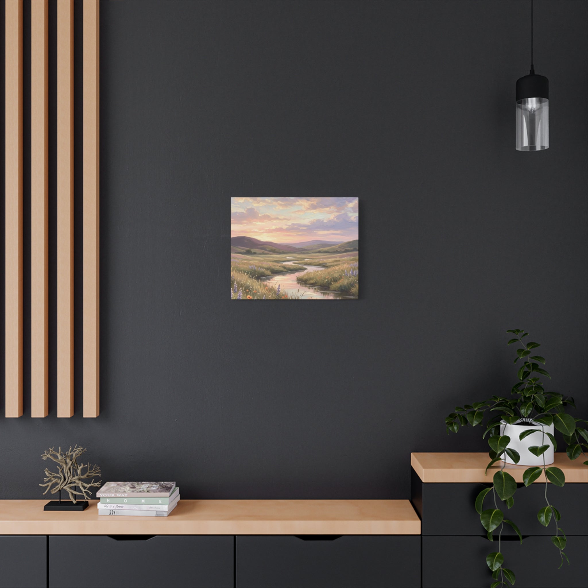 Sunset Meadow Canvas Wall Art - Stretched Matte Landscape Print
