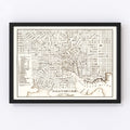 Vintage Map of Baltimore, Maryland 1837