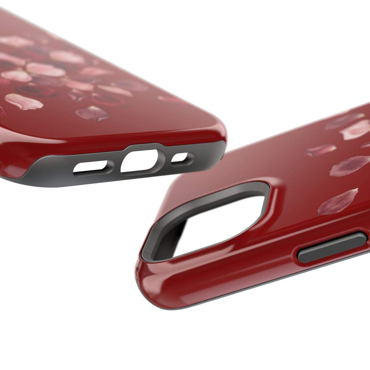 Phone Case — Red Floral Petal Magnetic Impact-Resistant Cover