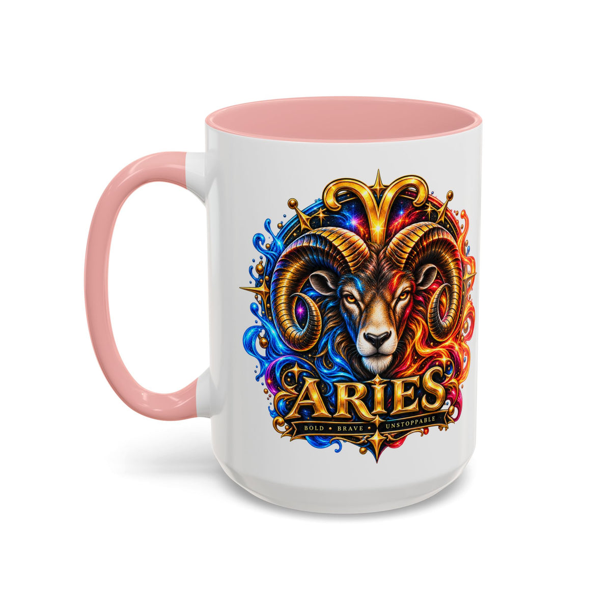 Aries Zodiac Coffee Mug — Colorful Ram Astrology Accent Mug (11/15oz)