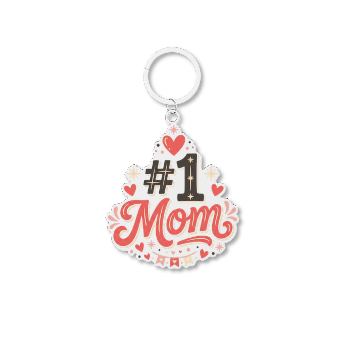 #1 Mom Keychain — Cute Heart Accent Mom Gift for Mother’s Day
