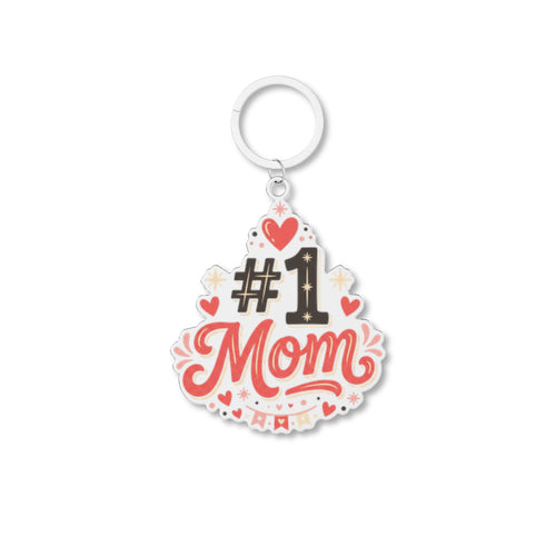 #1 Mom Keychain — Cute Heart Accent Mom Gift for Mother’s Day