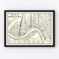 Vintage Map of New Orleans, Louisiana 1845