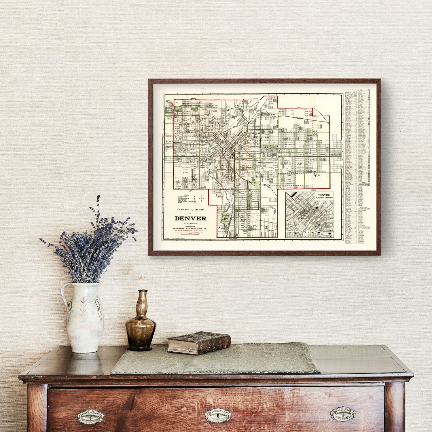 Vintage Map of Denver, Colorado 1920