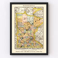 Vintage Map of Minnesota 1884