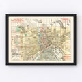 Vintage Map of St. Paul, Minnesota 1884