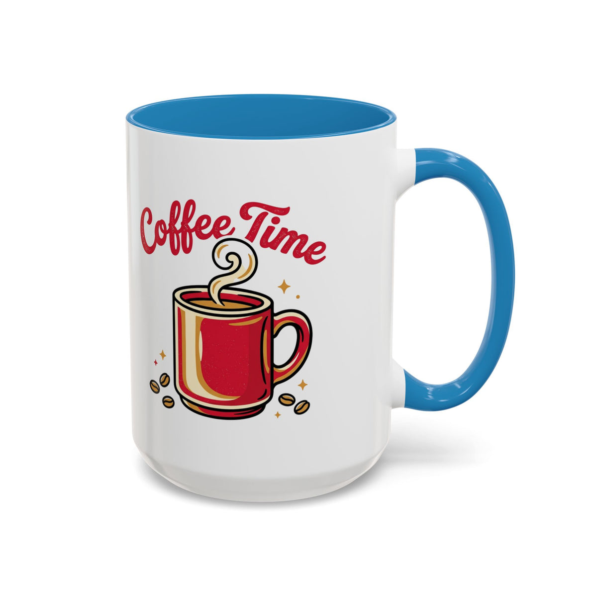 Coffee Mug - "Coffee Time" Red Accent Ceramic Mug (11/15oz)