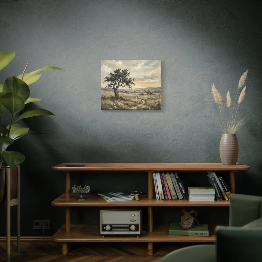 Rustic Countryside Canvas Wall Art — Serene Landscape Matte Stretched Canvas Print