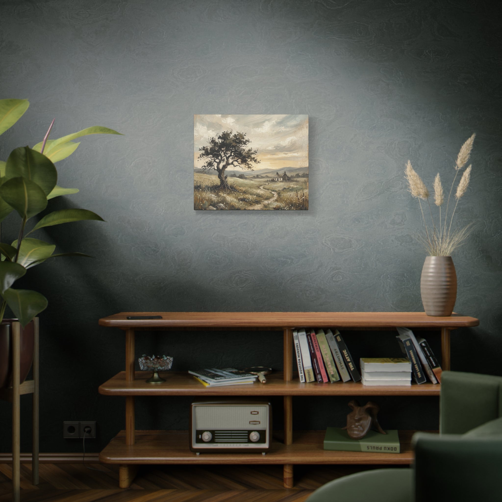 Rustic Countryside Canvas Wall Art — Serene Landscape Matte Stretched Canvas Print