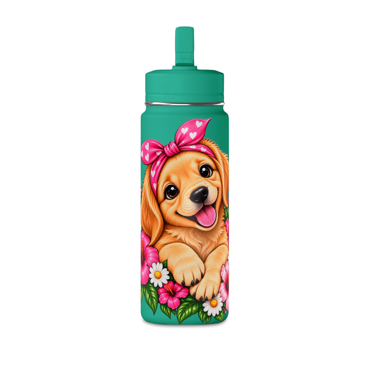 Puppy Floral 20oz Water Bottle