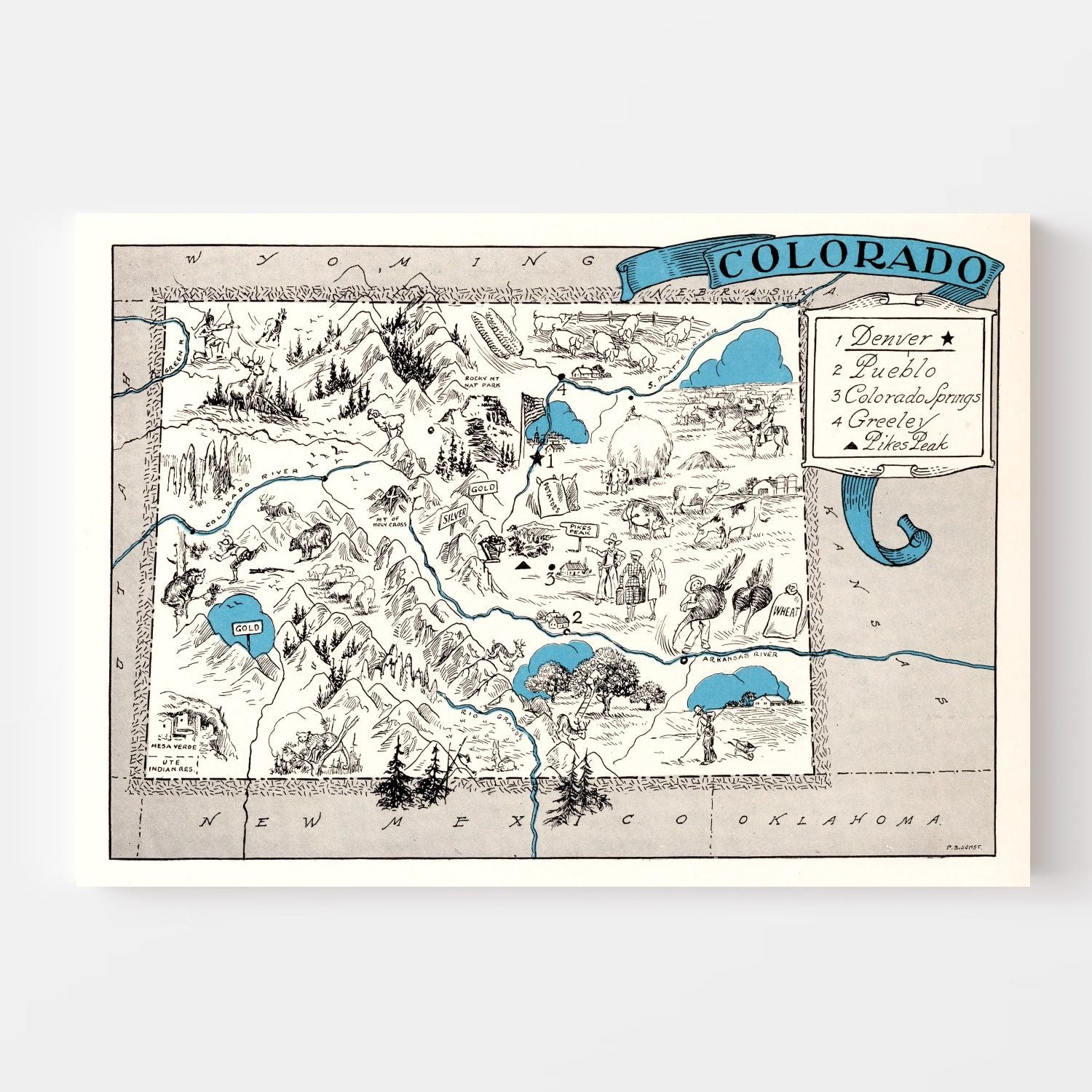 Vintage Map of Colorado 1931