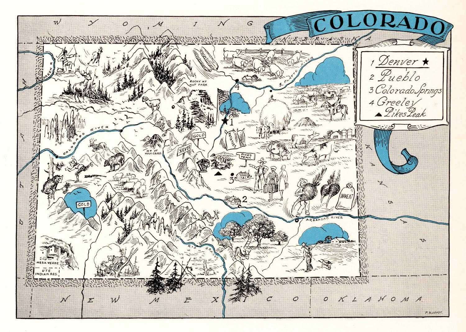 Vintage Map of Colorado 1931