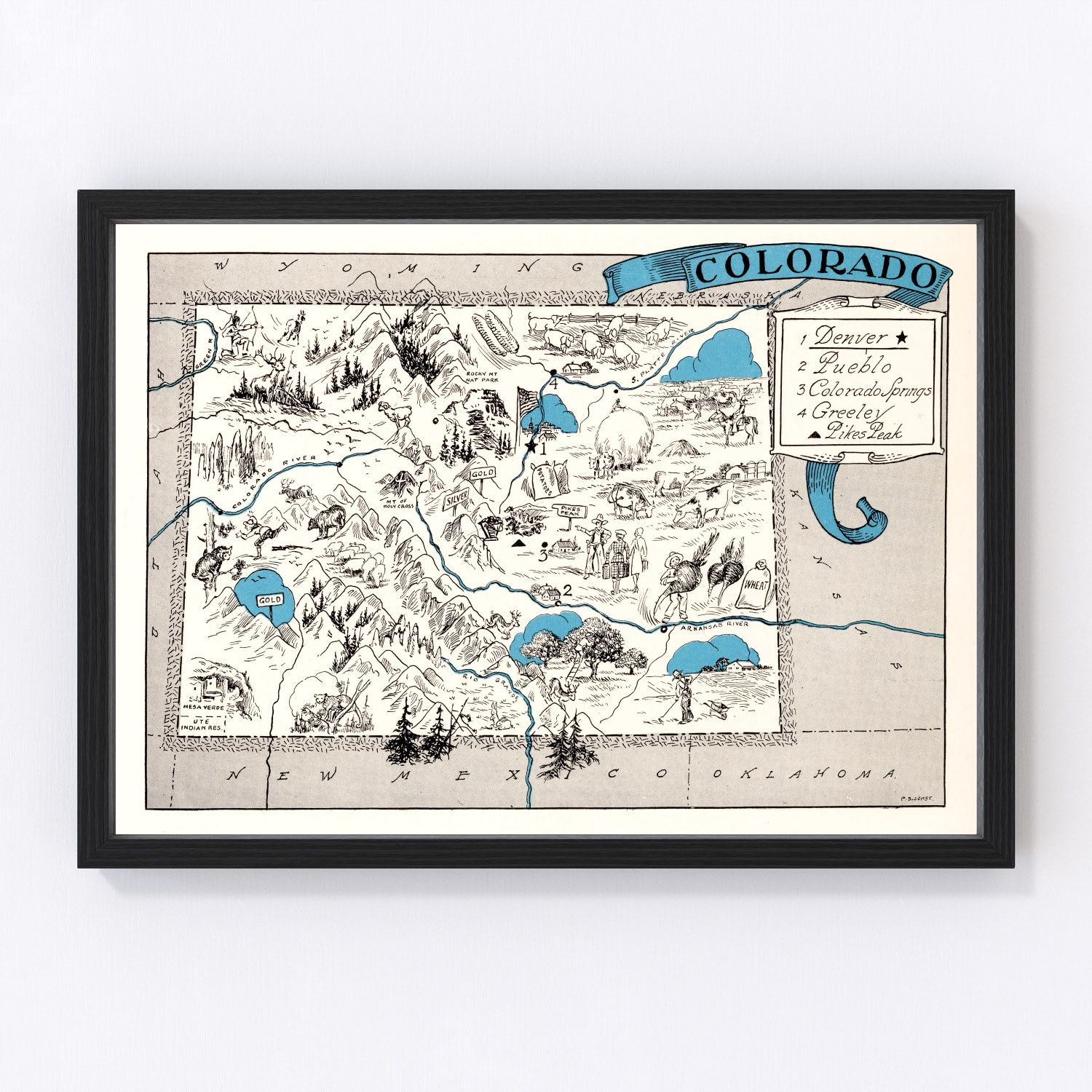 Vintage Map of Colorado 1931