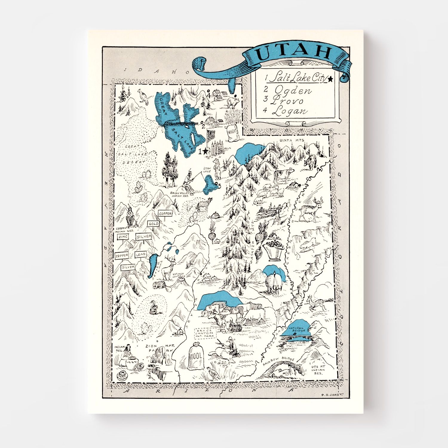 Vintage Map of Utah 1931